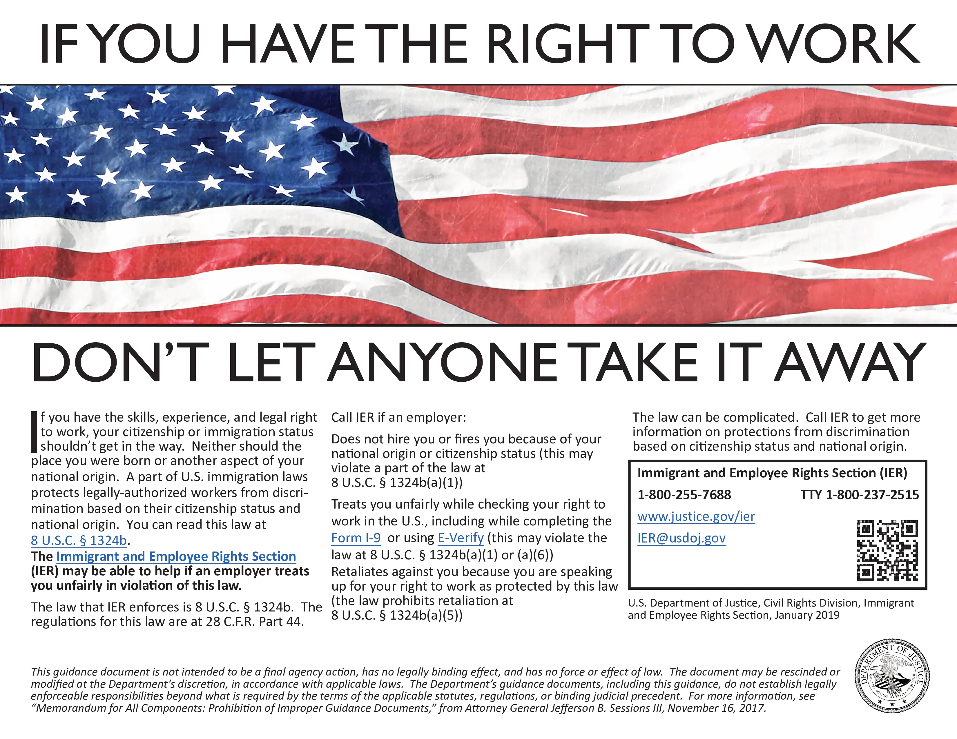 IER Right to Work Poster